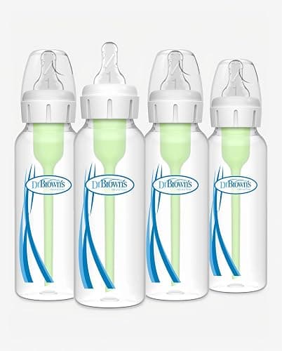 Dr. Brown's Anti-Colic Options+ Narrow Baby Bottle, 8 oz, 4-Pack | Clinically proven to reduce colic, bottle with Level 1 slow flow nipple, 0m+, BPA-free thumbnail 13