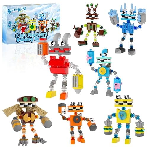 7-in-1 Singing Monsters Building Blocks, 7 Packs My Music Game Monster Friends Building Set, Game Action Figure Building Toys for Boys and Girls Adults, 639 PCS - Image 1