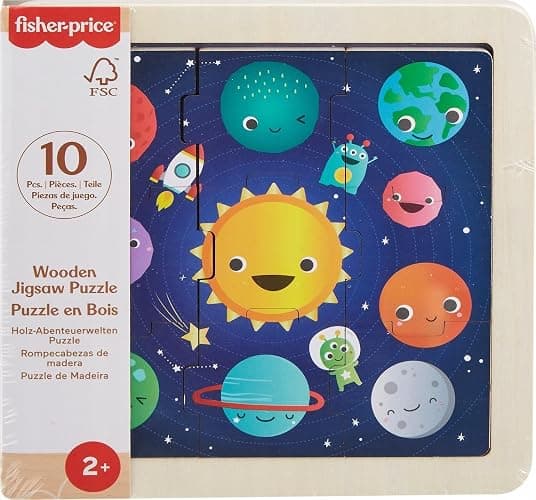 Fisher-Price Wooden Fun Planets Puzzle Baby Toy for Kids 2 Years and Up - Image 1