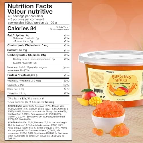 Mango Boba Pearls, Mango Popping Boba Bursting Boba, Mango Bubble Tapioca Pearls For Bubble Tea (Mango, 1 LB Pack of 1) thumbnail 2