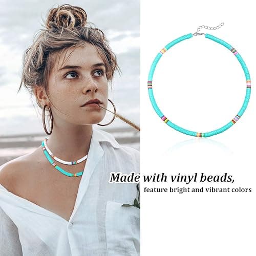 Hicarer 6 Pcs Beaded Choker Necklace for Women Girls Colorful Seed Beads | Boho Choker Bohemian Hawaiian Handmade Turquoise Beach Necklace for Birthday Chain Jewelry Gifts thumbnail 4