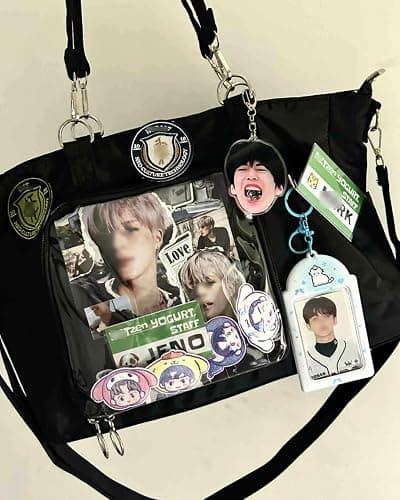 WELLRI Ita Bag with Insert Kpop Plushies Tote Bag Kawaii Anime Pin Display Crossbody Shoulder Messenger Bag thumbnail 2