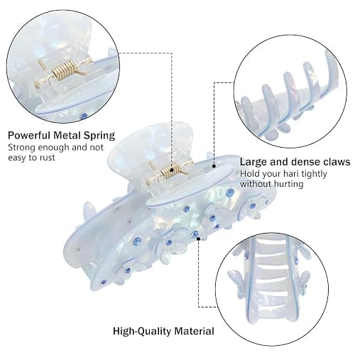 HAIMEIKANG 2Pcs Acrylic Flower Hair Claw Clips - Large for Women, Strong Hold Cute Non-slip Stylish Accessories for Thick Thin Hair thumbnail 2