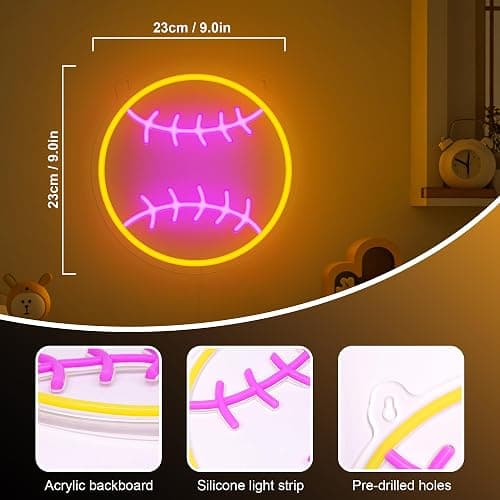 Softball Neon Sign - Dimmable Sport Wall Decor With USB Power, Softball Gifts for Girls 8-12, LED Neon Lights for Girls Cave College Dorm Softball Fan Accessories Stuff thumbnail 2