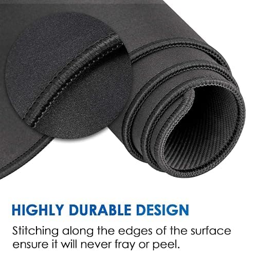 KTRIO Large Gaming Mouse Pad with Superior Micro-Weave Cloth, Extended Desk Mousepad with Stitched Edges, Non-Slip Base, Water Resist Keyboard Pad for Gamer, Office & Home, 31.5 x 11.8 in, Black thumbnail 3