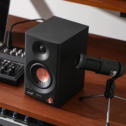 Edifier MR3 Powered Studio Monitor Speakers, Hi-Res Audio Certified Bluetooth V5.4 Active Bookshelf Loudspeakers, 2.0 Computer Speaker with Headphone Output RCA AUX Balanced TRS Input - Black (Pair) thumbnail 6