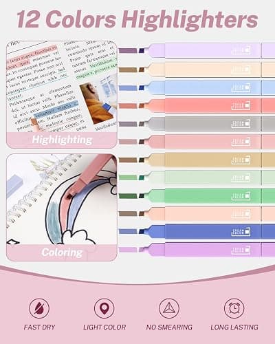 Smallbudi 43PCS Aesthetic School Supplies with Pen Case, 5 Black Ink Gel Pens, 12 Pastel Highlighters, 6 Mechanical Pencil Set 0.5 & 0.7 & 0.9 mm, Back To School Supplies for Students Stationary thumbnail 4