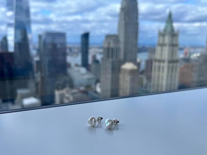 .925 Sterling Silver Freshwater White Keshi Cultured Pearl Earrings thumbnail 4