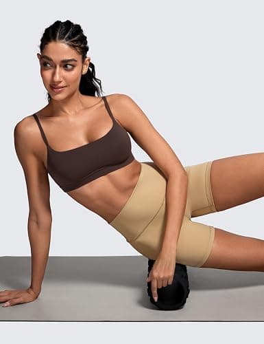 CRZ YOGA Butterluxe Adjustable Spaghetti Strap Sports Bras for Women - Scoop Neck Wireless Padded Yoga Workout Crop Top thumbnail 4