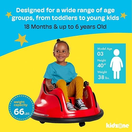 Kidzone 6V Electric Ride On Bumper Car for Kids & Toddlers 1.5-6 Years Old, DIY Sticker Baby Bumping Toy Gifts W/Remote Control, LED Lights & 360 Degree Spin, ASTM Certified, Pink thumbnail 5