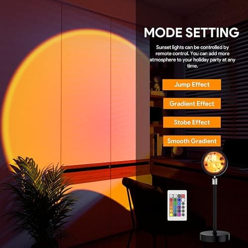 Bavcieu Sunset Lamp Projection Led Lights with Remote, Multicolor Night Light 360° Rotation Rainbow Lights 4 Modes Setting for Photography/Selfie/Party/Home/Living Room/Bedroom Decor, Gifts for Women thumbnail 5
