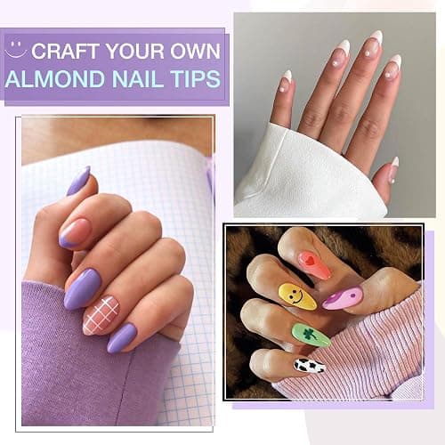 Gellen Gel Tips Nail Extension Kit, Gel Nail Kit with 240Pcs Almond Tips, 3 in 1 UV Glue for Nail Tips, Prep Dehydrator and Primer, U V LED Cure Lamp, Decorations for DIY Manicure Set thumbnail 2
