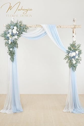 Muhanjia Artificial Arch Flowers Kit(Pack of 4),2Pcs Artificial Flower Arch Decor, 2Pcs Drapes, Ceremony and Reception Background Rose Decoration, Grayish Blue Floral Outdoor Party Decor thumbnail 2