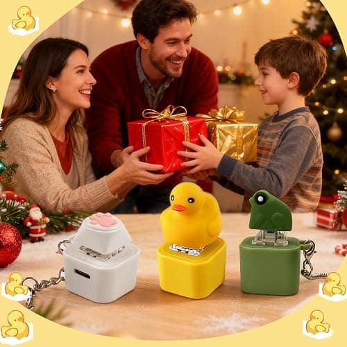 Duckys Quacking Fidget Toy, Rechargeable Keyboard Fidget Toy with Colorful Lights & Sound, Portable Anxiety Relief Fidget Keychain for Bags Purses Backpacks (A-Duck) thumbnail 2