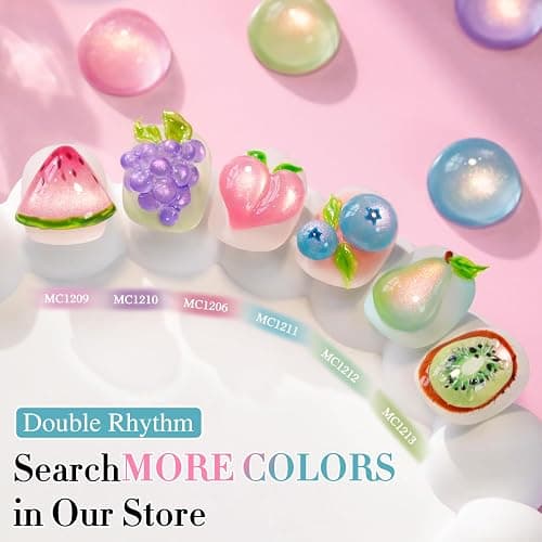 Double Rhythm 0.5 OZ Cat Eye Gel Polish with Magnet 15ML Holographic Glitter Shimmer Translucent Jelly Color Magnetic Nail Polish Salon DIY at Home (Fruit Teal Green-MC1211) thumbnail 4