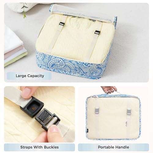 BAGAIL 8 Set Packing Cubes Luggage Packing Organizer Bags for Travel Accessories-Blue paisley thumbnail 5