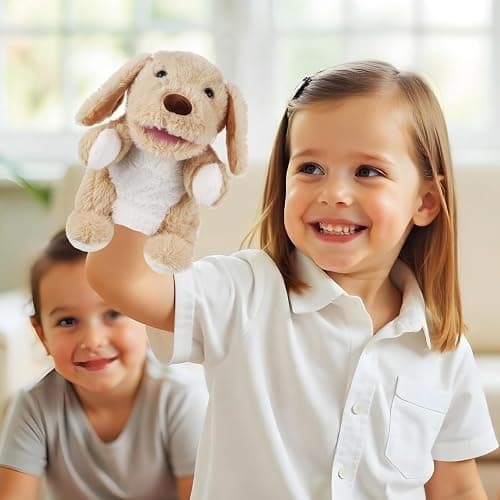 Animal Hand Puppets 11 Inch Sea Turtle Plush Dinosaur Animals Hand Puppet Toys Role-Play Toy Puppets for Kids Storytelling Imaginative Pretend Play Teaching Preschool(Dog) thumbnail 2