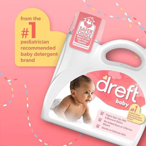 Dreft Baby Liquid Laundry Detergent, Gentle on Sensitive Skin Laundry Soap, 150 fl oz, 114 Loads (Packaging May Vary) thumbnail 2