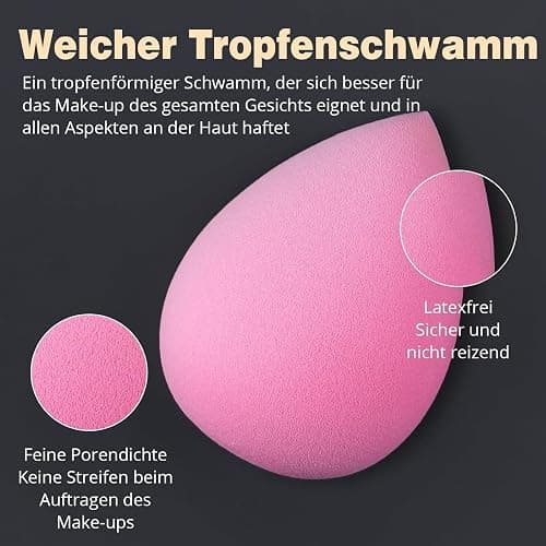 BEAKEY Pinselset Makeup Professionelles Foundation Make up Pinsel Set Premium Puderpinsel Lidschatten Blush Schminkpinsel Set Beauty Schwamm und Bürsteswaschener mit Eiform (10+2 Stück, Silber) thumbnail 4