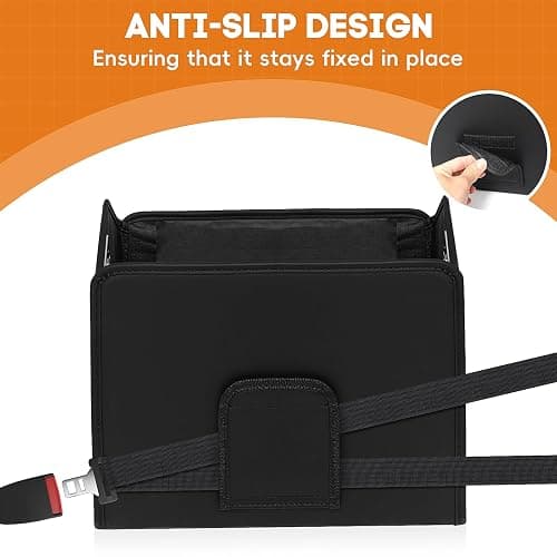 Adullama Car Storage Organizer Reinforced Dividable Leather Car Caddy Basket for Front Seat Floor Back Sturdy Frosted Handle 8 Compartments Adjustable Strap Buckles Slip-Resistant for SUV Truck thumbnail 5
