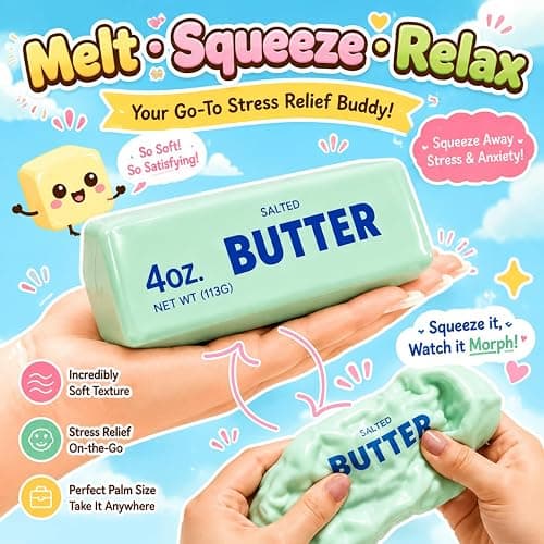 Crunchy Butter Squishy ASMR Bead Filled Slow Rising Squeeze Stress Relief | Crunchy Squishy Slow Rising Squeeze Stress Relief fidget , Portable ASMR Anxiety Relief Fidget thumbnail 5