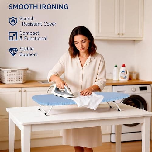 Whitmor Tabletop Ironing Board - Scorch Resistant Cover - Blue thumbnail 5