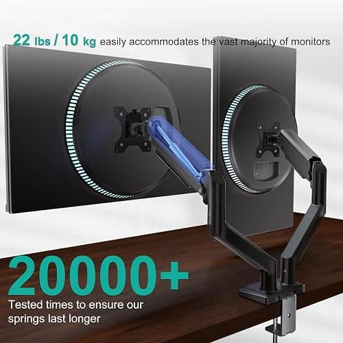 WALI Dual Monitor Stand for 13-32 inch Computer Screens, Dual Monitor Arms for 2 Monitors Holds up to 22 lbs, Height Adjustable Dual Monitors Mount, VESA 75x75/100x100mm (GSMP002N), Black thumbnail 5