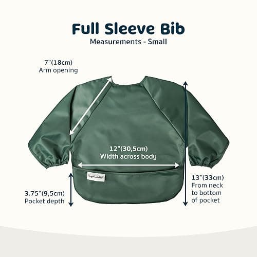 Tiny Twinkle Long Sleeve Bib for Babies & Toddlers | Waterproof Smock Bib for Eating | Machine Washable & Mess-Proof Feeding Essentials | Newborn Shower Gift (Olive Green, 6–24M) thumbnail 4