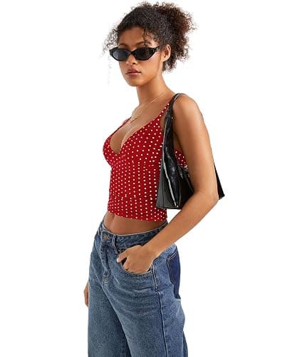 SUUKSESS Women Sexy Deep V Neck Sleeveless Fitted Basic Tops Y2K Tank Top Cami thumbnail 6