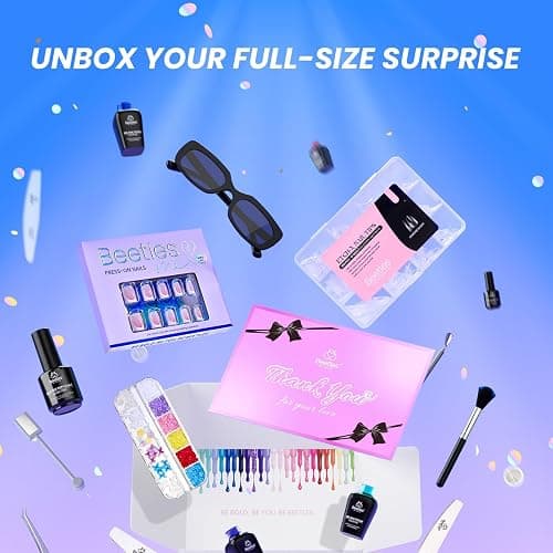 Beetles Gel Nail Polish Kit with U V Light - Gift Box Wild Gleam Collection 36 Colors Nail Polish Kit 75 Pcs for Women Girls Gel & Top Base Coat with Brushes & False Nails Tip Must Have Salon at Home thumbnail 3