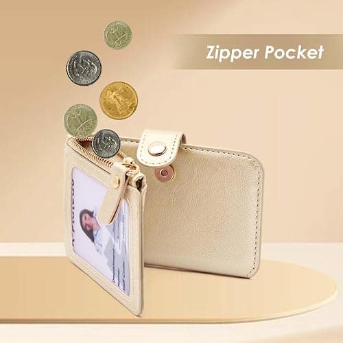 Penekin Keychain wallet, Rfid Blocking Credit Card Holder Leather, Zipper Card Case for Women thumbnail 4