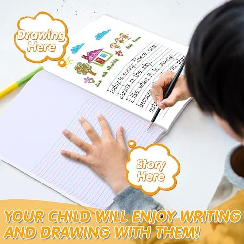 Fulmoon 24 Pcs Primary Composition Notebook K-2 with Picture Space Primary Journal Grades K-2 Draw and Write Journal Composition Book for Preschool Classroom, 80 Sheet (Red) thumbnail 6
