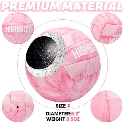 Soft Touch PU Leather Volleyball Official Size 5 Thickened Durable Indoor Outdoor Waterproof Volleyball for Teen Girls Kids Team Beginners Beach, Pool, Gym Training & Games(Deflated,With Pump) thumbnail 4