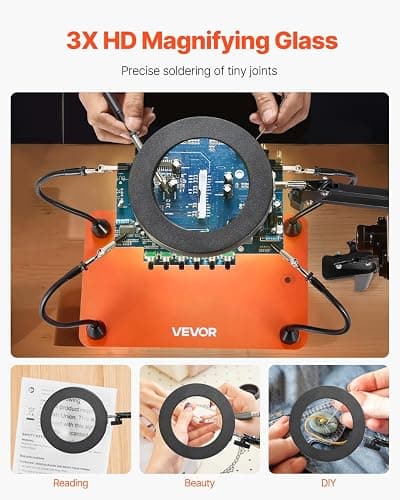 VEVOR Magnetic Helping Hands Soldering Station, 4 Flexible Arms Third Hand Tool with 3X LED Magnifying Lamp & Non-Slip Heavy-Duty Base, Soldering Helping Hands for Electronic Repair Craft Hobby DIY thumbnail 3