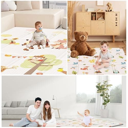 XVISHX Baby Play Mat, 50 x 50 Inch Play Mat Perfect for Use Baby Playpen, Foldable Baby Foam Playmat for Floor, Portable Waterproof Activity PlayMats for Babies, Infants and Toddlers thumbnail 7