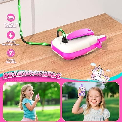 Rechargeable Walkie Talkies Toys for Girls: Unicorn Toys Walkie Talkies for Kids 2 Pack Christmas Birthday Gifts for Grandkids 3 4 5-7 Year Old Girls Age 4-5 6-8 Years Old Stocking Stuffers thumbnail 4