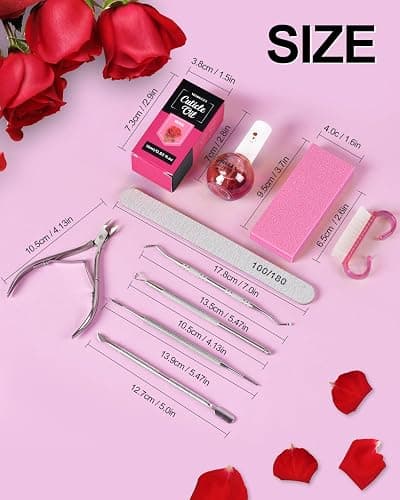 MORGLES Cuticle Remover Kit, 100/180 Nail File and Nail Buffer Blocks, 1 Pcs Rose Cuticle Oil and Professional Pedicure Manicure Tools, Nipper Cutter for Fingernails and Toenails thumbnail 7