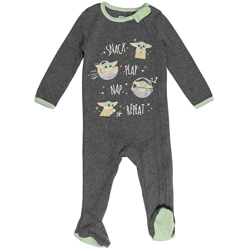 STAR WARS The Child Baby Bodysuits Sleep N' Play Coverall Pants Hat and Bibs 8 Piece Outfit Set Newborn to Infant thumbnail 4