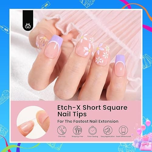 Beetles Short Square Gel Nail Tips 12 Sizes 288 PCS Half Matte Full Cover False Nails Clear Acrylic Nails Glue on Nails for Girls Women DIY Nail Extension thumbnail 2