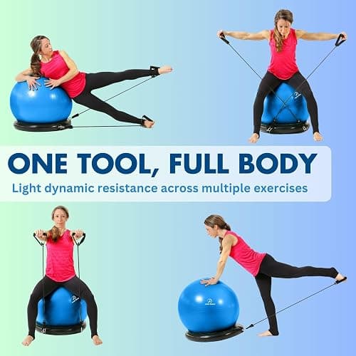 ProBody Pilates Yoga Ball Chair, Exercise Ball Chair with Base or Stand for Home Office Desk Sitting or Workout, 65cm Antiburst Balance & Stability Ball Seat, Large Gym Ball for Back, Abs thumbnail 4