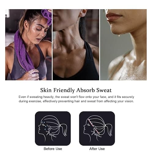 DRESHOW Yoga Sports Headbands for Women Elastic Non-Slip Headbands Workout Running Hair Bands 6 Pack thumbnail 5
