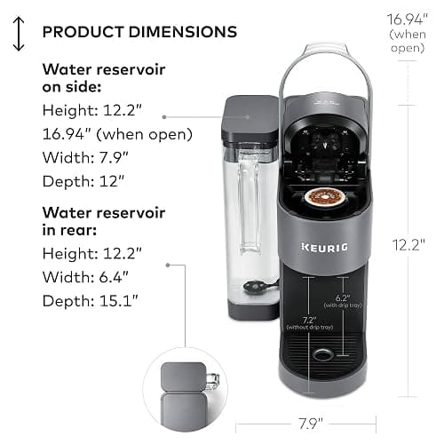 Keurig K-Supreme Single Serve K-Cup Pod Coffee Maker, MultiStream Technology, 4 Brew Sizes, 66oz Dual-Position Removable Reservoir, Gray thumbnail 3