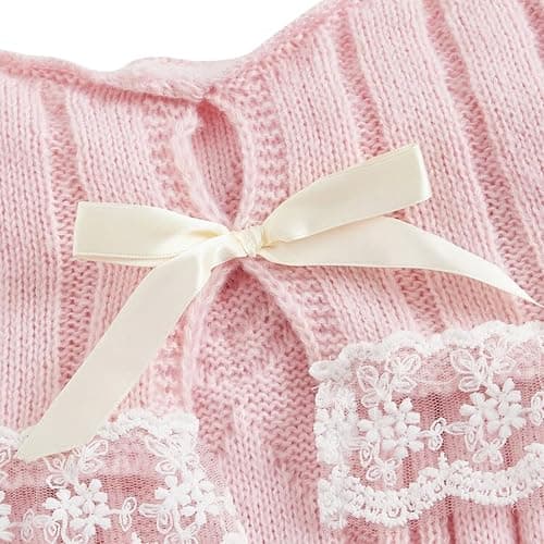 Women Off Shoulder Top Y2K Long Sleeve Lace Trim Knit Shirt Fashion Cute Solid Pullover Sweater Fall Clothes thumbnail 3