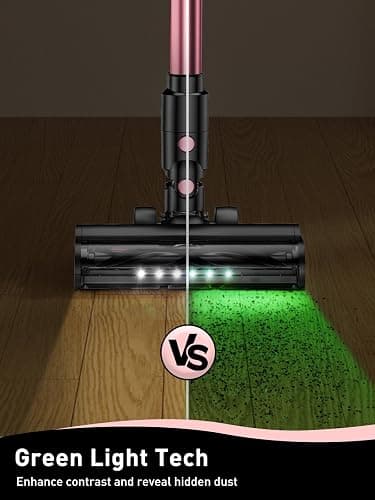VICEASE Cordless Vacuum Cleaner, 8 in 1 Powerful Suction Lightweight Vacuum Cleaner for Home, LED Display, 3 Suction Modes, 45Mins Detachable Battery Vacuum for Hard Floor Carpet Pet Hair, Pink thumbnail 7