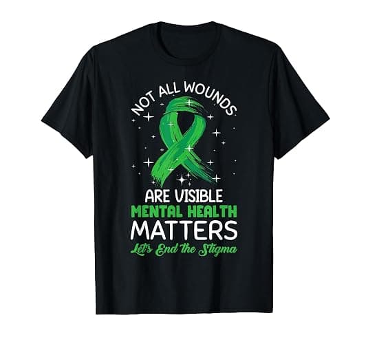 Mental Health Matters Green Ribbon Mental Health Awareness T-Shirt - Image 1