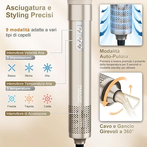 7MAGIC Air Styler 6 In 1, Asciugacapelli Ionico, Spazzola Rotante Per Capelli, Arricciacapelli Automatico, Spazzola Lisciante, Senza Danni Da Calore, Asciugatura Rapida, Con Borsa Da Viaggio thumbnail 8