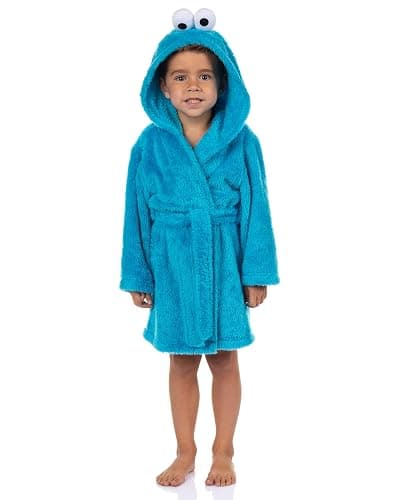 INTIMO Sesame Street Robe Toddler Cookie Monster Faux Fur Plush Hooded Bathrobe thumbnail 5