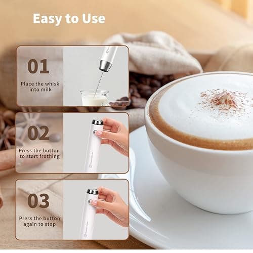 Maestri House Rechargeable Milk Frother, LunaFro NS Handheld Electric Foam Maker Waterproof Detachable Stainless Steel Whisk Drink Mixer Foamer for Lattes, Cappuccino, No Stand thumbnail 7
