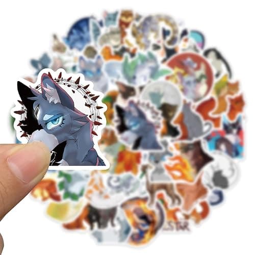 50pcs Warriors Cat Stickers for Kids, Cool Waterproof Vinyl Decal for Teen Adult Boy Laptop, Travel Case, Phone, Bike, Water Bottle, Guitar, Computer, Skateboard (Blue) thumbnail 6