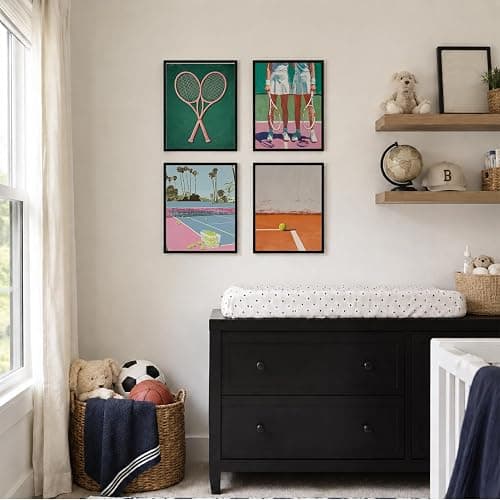 VONTP Tennis Wall Art Decor, 8x10 Inch Set of 4 (Unframed) | Tennis Sports Girly Modern Pastel Aesthetic Prints Posters Wall Decorations for Sports Girls Room Dorm Bedroom Club Gallery thumbnail 5
